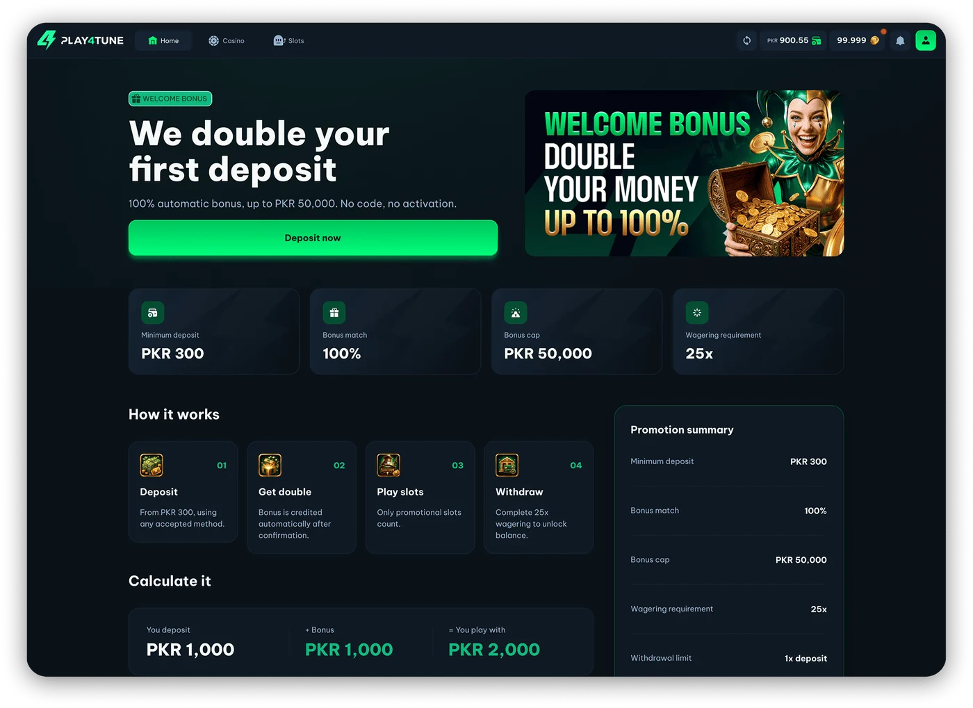 Welcome Bonus — desktop