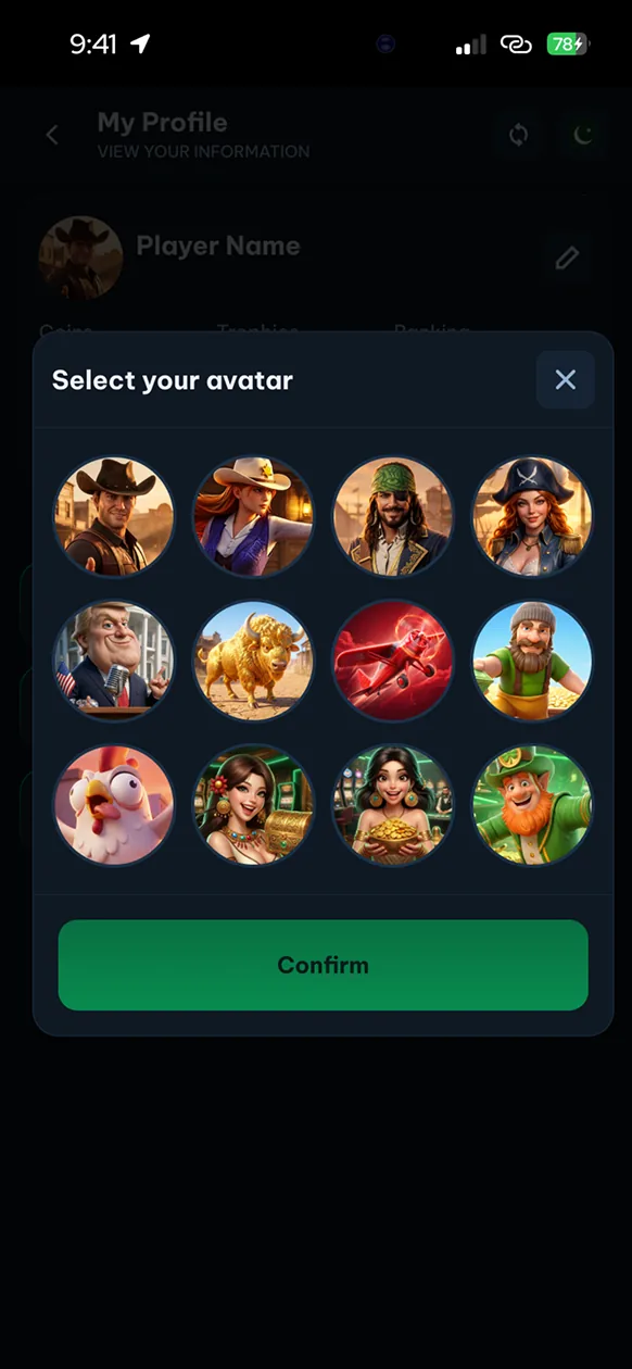 Profile: Avatar selection