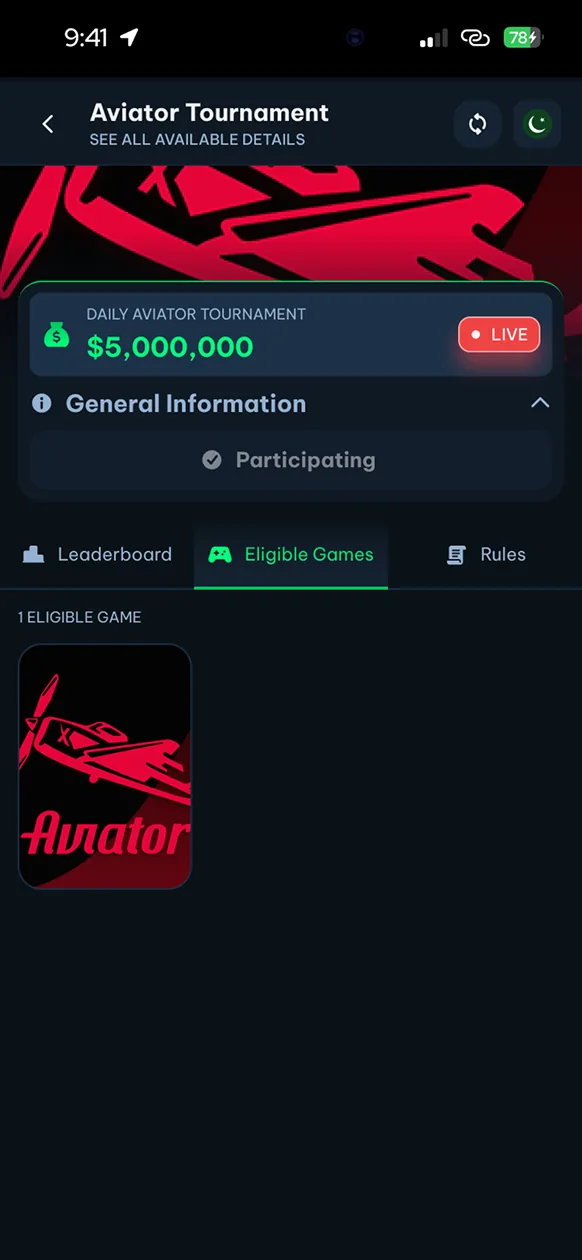 Tournaments: Eligible games